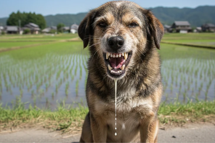 ヨダレを垂らした野良犬のイメージ画像
