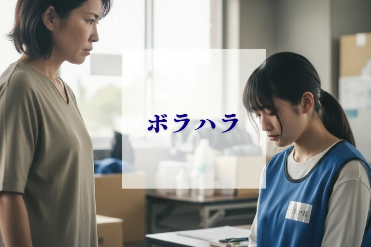 ボランティアハラスメント。大学生の女性が中年女性にボラハラされてるイメージ画像
