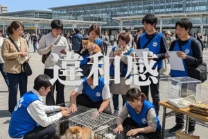 駅で保護猫の募金をする集団の違和感。イメージ画像