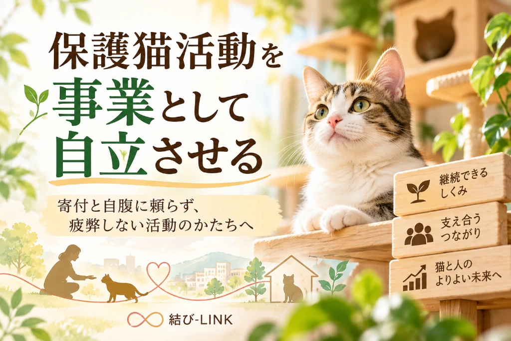 保護猫活動を事業として自立させる。支援に頼らず疲弊しない活動のかたち|結び-LINK アイキャッチ画像